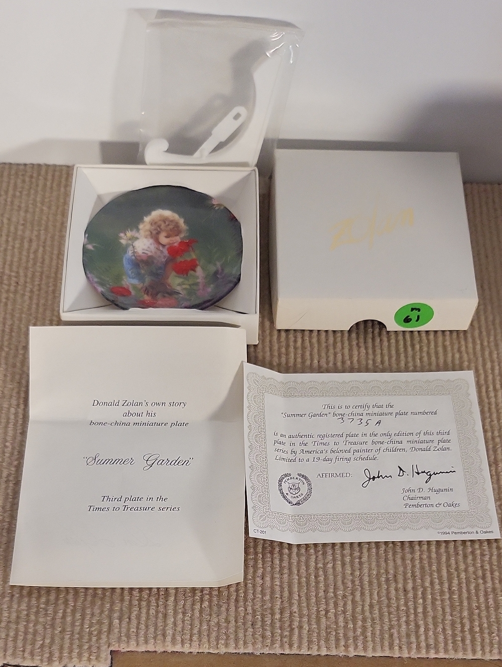 Zolan "SUMMER GARDEN" Collector Plate  PEMBERTON & OAKES